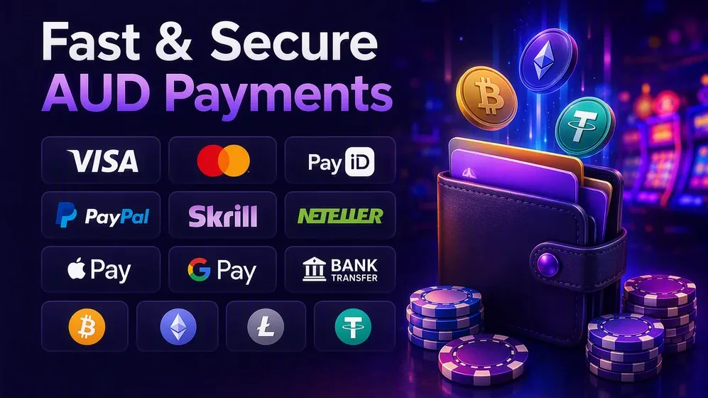 PayID, crypto and card payment logos side by side