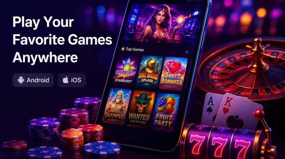 smartphone showing casino lobby with slot games