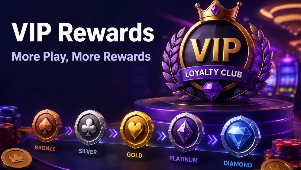 VIP loyalty badge with bronze to diamond tier icons